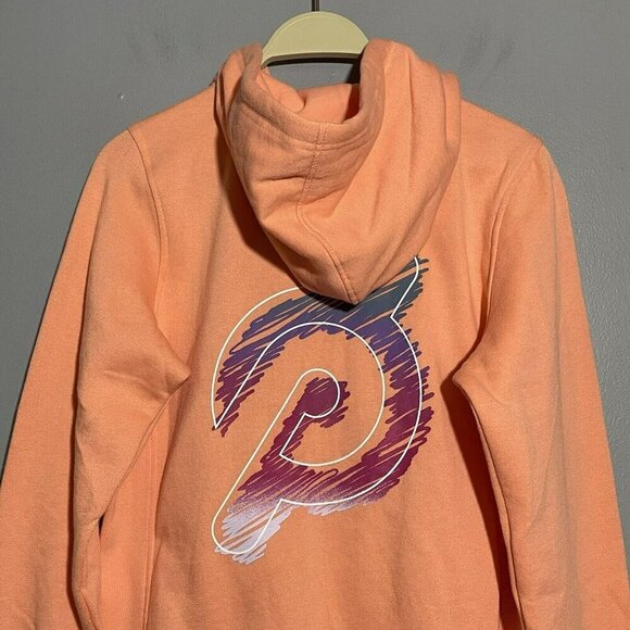 Peloton Ultimate Hoodie Fleece Jacket Women Size S Orange Zip Pocket Logo Iconic - Picture 3 of 12